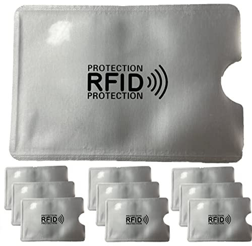 Protecteur de Carte Porte-Monnaie Anti RFID FRAUDE Etui Carte Bancaire Anti Piratage,Étui protége des Cartes de crédit Carte Bleue sans Contact RFID Pochette Protection Porte Carte (10 Pack Argent)