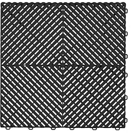 Swisstrax Ribtrax PRO Interlocking Garage Floor Tiles, 15.75 x 15.75-Inch, Jet Black, 6 Piece Set