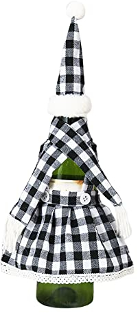 JAWSEU Weihnachten Weinflasche Abdeckung, Weihnachten Hut Schal Rock für Weinflasche, Weihnachtsschal Flasche Süßigkeiten Abdeckung Kappe für Weihnachtsfeier Puppe Handliches Handwerk