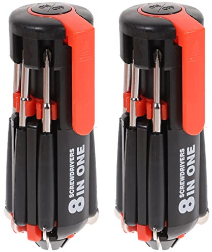 Angoily 8 in 1 Screwdriver with Flashlight, 2PCS Multifunction Screwdrivers Gadgets Repair Tools, General Professional Repair Tool for DIY Home Kitchen Car (Wihout Battery)
