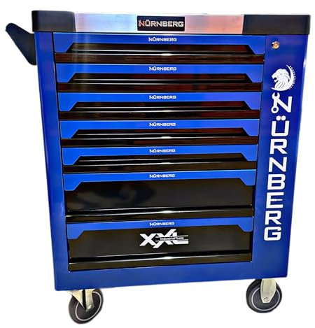 Tool Kindgom Tool Chest Blue/Black Trolley With 6 Drawers Tools Plus Storage