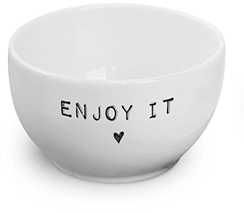 BAVAREGOLA Porzellan Dip Schale ENJOY IT - hochwertige Schönwald Porzellan Schüssel 250ml - Bowl für Snacks, Süßigkeiten, Dessert, Saucen und Dips - elegantes Geschenk für Frauen