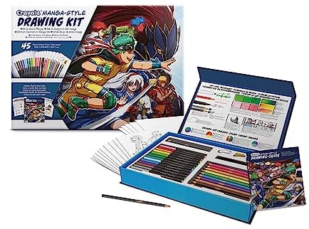Crayola, Kit de dessin Apprends à dessiner tes propres Mangas avec 45 pièces, Activité créative et cadeau pour les enfants, à partir de 8 ans, 04-2938
