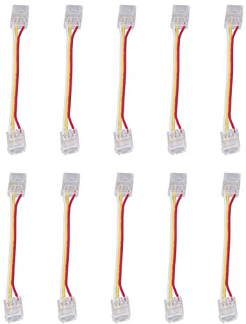 Lichtleiste Steckverbinder 10mm, 10 Stück 3Pin Cob LED Strip Connector Set, 10mm Cob Strip to Kabel, Trim