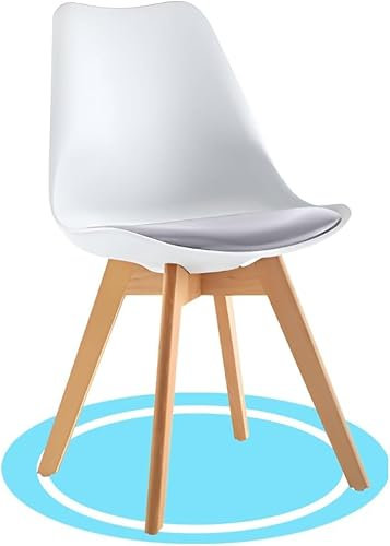 Dekohome Sillas de Comedor, Sillas de Cocina Nórdicas con Asiento Blando, Tapizado y Patas de Madera de Haya Resistente, Blanco Gris, 1 Silla