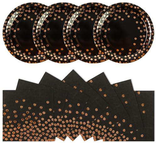 EVYIENEN Rose Gold Paper Plates & Napkins Set, 50PCS - 25x7inch Plates & 25x6.5inch Napkins - Disposable Party Supplies for Wedding, Birthday, Graduation, Christmas