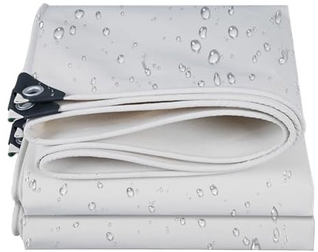 Bâche imperméable Robuste 600 g/m² épaisse avec œillets, 1 m x 2 m, 1,6 MX 3 m, 3 m x 4 m, 4 m x 5 m, bâche en Toile Blanche Durable pour extérieur, Jardin, pêche, Meubles, Caravane(2x6m)