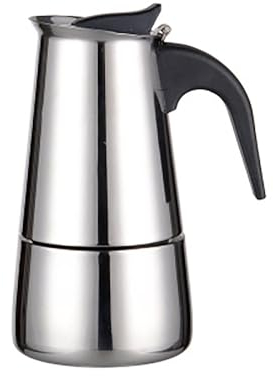 Crevyteg Caffettiera Italiana Moka Express 4 Tazze/200 ml, Moka 4 Tazze Inox Caffettiera, Caffè Espresso Caffettiera in Acciaio Lavabile in Lavastoviglie per casa e ufficio (Non Adatta a Induzione)