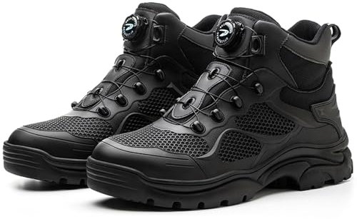 FOGOIN Arbeitsschuhe Herren Wasserdicht, Arbeitsschuhe Herren S3 Leicht, Drehknopf Anti-Smash und Anti-Punktur Arbeit Versicherung Sicherheitsschuhe Arbeitsstiefel Sicherheitsstiefel Unisex