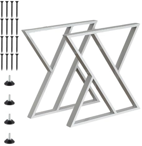 Pochon - 2x Tischbein Agandaur - Weiß - 6x70x72 - Möbelbein - Stahl - Tischbeine Weiß - Möbelfüße Weiß
