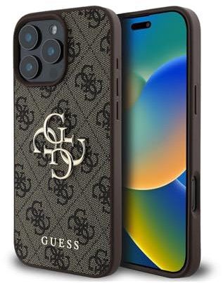 CG MOBILE Guess GUHCP16L4GMGBR Case for iPhone 16 Pro 6.3 Inch Brown Hard Case 4G Big Logo