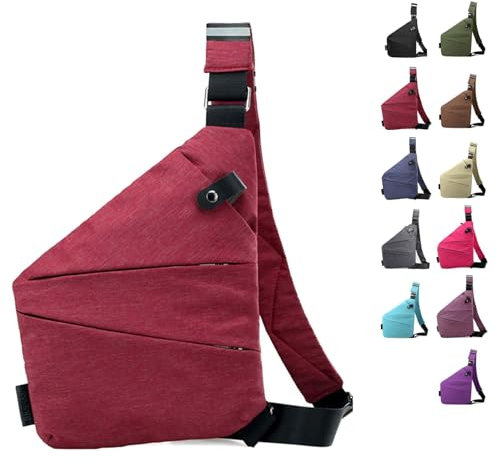 Anti Diebstahl Tasche, Diebstahlsichere Umhängetasche, Wasserresistent Sling Bag, Anti-Diebstahl Sling Bag, Wasserresistent, Anti Diebstahl Tasche Damen (I, Rechte Schulter)