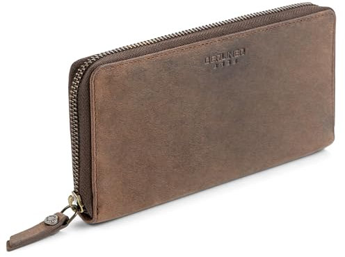 Berliner Bags Vintage Geldbörse Margo, Große Portemonnaie aus Leder, Geldbeutel mit TÜV-geprüftem RFID-Schutz, inkl. Geschenk-Box, für Damen - Braun