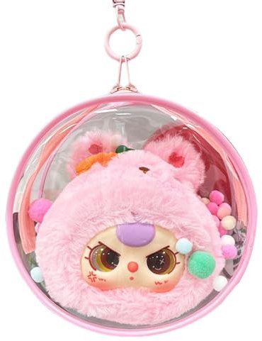 Klare Figuren-Display-Kettentasche, Sammlerpuppen-Display-Tasche - Puppet Collection Display-Aufbewahrungstasche mit Kette - Runder Puppensammler-Tragekoffer für Puppen, Statuen, Spielzeug, Kosmetika,