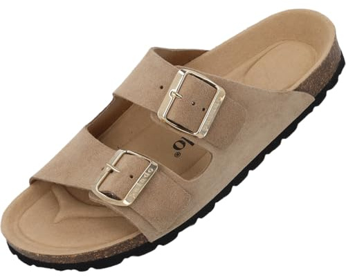 Palado Pantoletten Damen Korfu Mono - bequeme Sandalen Made in Spain - Hausschuhe mit dämpfendem Kork-Fußbett - modische Sommerschuhe