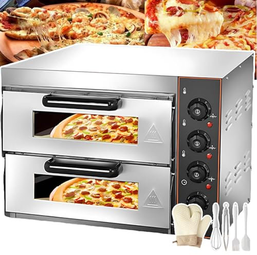 伟 祥 Commercial Pizza Oven Countertop, Electric Pizza Oven with 16 Inch Pizza Pan, 3 Temperature Controls, 3000W Stainless Steel Pizza Maker for Restaurant Home