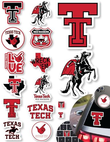 Texas Tech Merch Stickers & Decals for Car, Water Bottle, Gift in 14 Pc Set