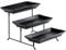 Vencier 3 Tier Serving Platter Set Three Tier Food Dessert & Cake Display Party Food Tray Set (Black/Black)