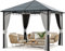 Amopatio Gartenpavillon 3x3 m Wasserdicht Stabil Winterfest, Alu Pavillon mit Polycarbonat - Dach, Hardtop Pavillon mit Moskitonetz & Seitenteile für Garten, Terrassen (Grau)