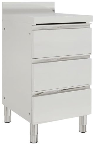 ChicAbode Gastro-Küchenschrank mit 3 Schubladen Edelstahl Edelstahlschrank Arbeitsschrank Arbeitstisch Schrank Gastronomie Schubladenschrank