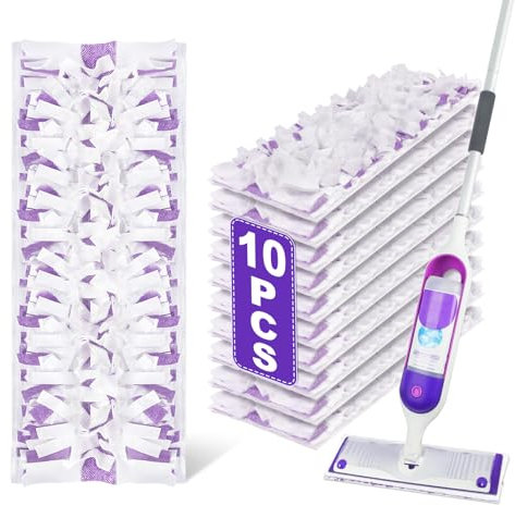 Disposable Mop Pads Refills for Spray Mop - IOPRETTY 10 Pack Wet Dry Pad for Hardwood Floor Cleaning - Mopping Replacement for Tile Wood Multi-surface Floors - Sweeping Cloths for Home Kichen