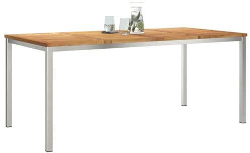 vidaXL OutdoorDiningTable Brown 180x90x75cm SolidTeakwood, Garden and Terrace, Weather-Resistant Table, Minimalist Design, Patio Furniture, Outdoor Gatherings, Elegant Dining