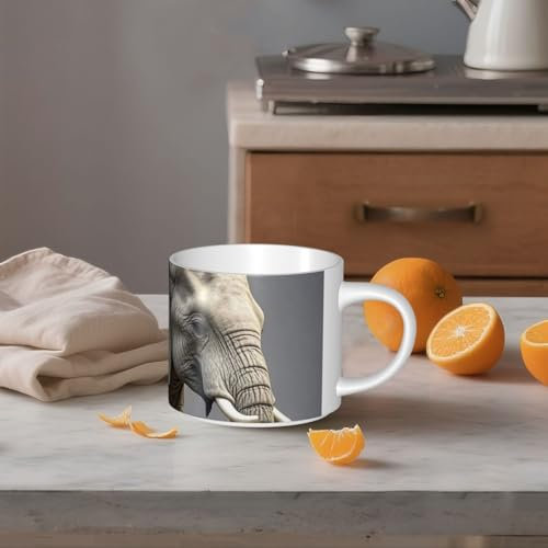 STVYUKL Tasse à café en céramique de 445 ml, tasse à café amusante avec grande poignée, tasse à thé éléphant tasse cadeau pour latte, cacao, café blanc