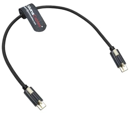 Alvin's Cables Câble d'alimentation USB-C de verrouillage ultra-flexible pour moniteur Pyxis Blackmagic, câble de transfert de données USB-C 3.2 10 Gbps pour Pyxis Blackmagic 6K ou Ursa Cine 12K 12in