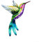 Sculpture murale 3D en forme de colibri en métal accrocheur pour décoration d'intérieur (jaune)