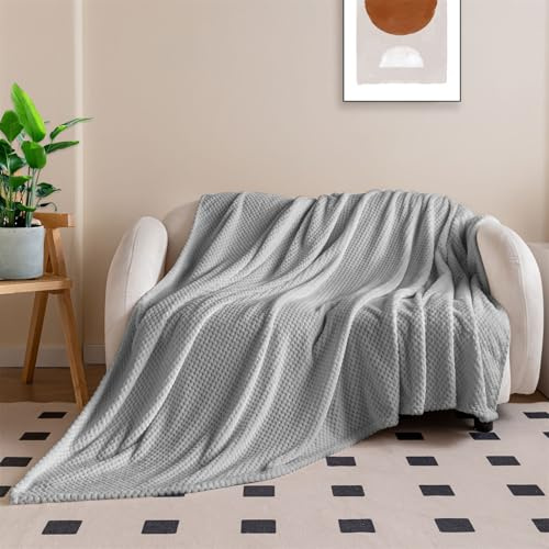 Kuscheldecke Flauschig Decke Sofa 100 x 160 cm Wohndecke Warm Winter Weich, Sofadecke, Decke Couch Blanket, Wohn- & Kuscheldecken Weiche Kuscheldecke für Sofa/Bett/Couch, Hellgrau