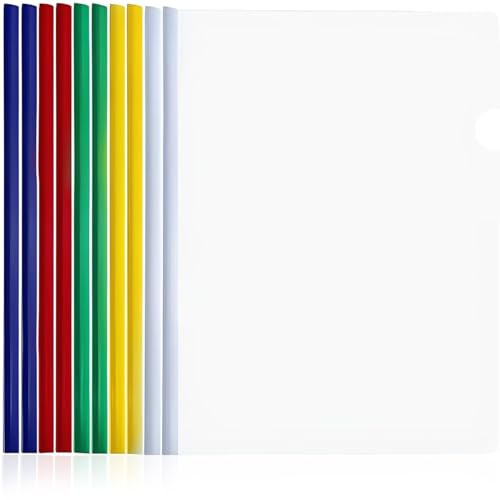 IBXWMNG 10 Pezzi Plastica A4 Rapporto Copertina e Cartella Di File Con Barra Scorrevole, Copertine Per Rilegatura e Report con Clip per Scuola e Ufficio Documenti