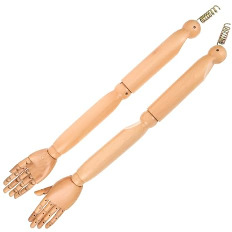 Healvian Bras de Mannequin en Bois Articulé avec Articulations Mobiles Modèle Réaliste Flexible en Bois Naturel Accessoire Polyvalent pour Marionnette Présentation Artistique et