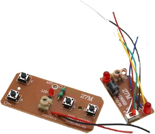 Cawhui 27 MHz - Carte de télécommande à quatre voies - Émetteur et récepteur RC bidirectionnels - Accessoire pour projets de bricolage - 2 moteurs