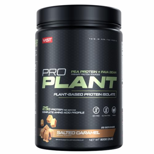 VAST PRO PLANT veganes Proteinpulver Salted Caramel, 900 g, 25 g pflanzliches Protein pro Portion, mit Erbsenprotein & Favabohnenprotein, ohne Zuckerzusatz