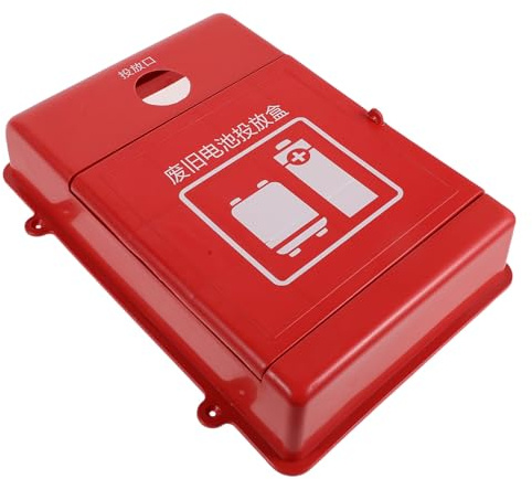 TOYANDONA Contenitore per Rifiuti Batterie Usate in Plastica Rosso con Struttura Chiusa, Chiudibile a Chiave, Salvaspazio per Uffici e Abitazioni