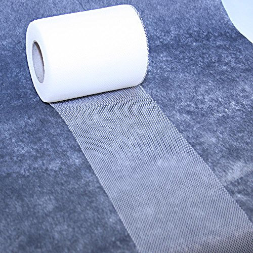 Tulle uni en rouleau - 10cmx20m - blanc - la bobine