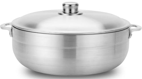 Alpine Cuisine Aluminum Caldero Stock Pot, Cosine Cooking Dutch Oven Performance for Even Heat Distribution, Perfect for Serving Large & Small Groups, Riveted Handles, Commercial Grade (3.5-Quart)