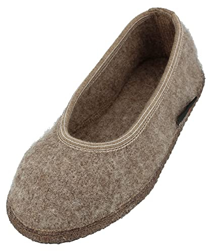 HAFLINGER Slipper Marina Filzpantoffel Hausschuh Ballerina Beigemeliertoeko, Gr. 37