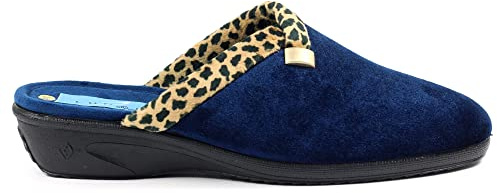 Lunar Womens Michelle Ocelot Slipper Navy 3 UK