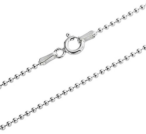 SA Chains 1mm sterling silver 925 Italian BALL bead chain necklace chocker bracelet anklet with spring ring clasp - inch 38/95cm