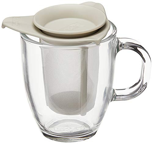 Bodum - K11239-913 - Yo-Yo - Set Mug Infuseur Individuel en Verre Trempé - Filtre Nylon 35 cl - Blanc