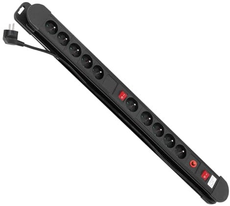 Maclean Energy MCE10 Block multiprises 10 Slots avec 2 interrupteurs