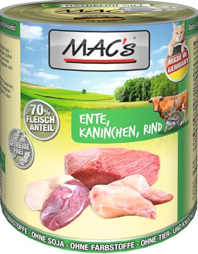Mac's Katzenfutter getreidefrei Ente, Kaninchen, Rind, 800 g