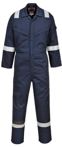 Portwest FR22 Bizflame Work Lightweight Insect Repellent FR Coverall | Navy, 2X Large, EN ISO 11612, EN 1149-5, UPF 50+, Regular Fit, Side Access Openings, Rule Pocket, Two-Way Zip, Welding