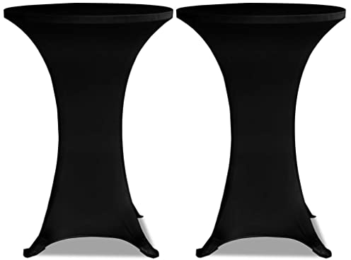vidaXL 2X Stehtischhusse Ø80cm Schwarz Stretch Husse Stehtisch Stehtischhussen