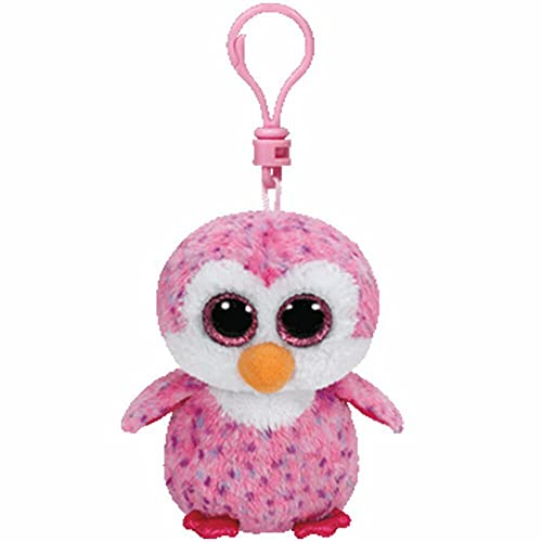 Carletto Ty 36641 Glider Penguin Ty 36641-Glider Clip, Pinguin mit Glitzeraugen, Beanie Boo's, 8.5 cm, pink, Rosa