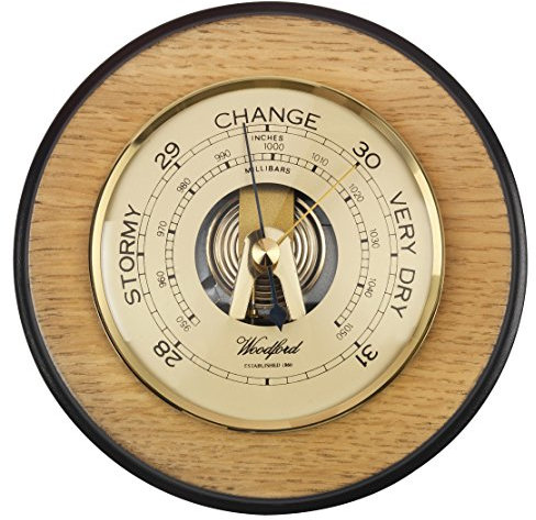 Modern Wooden Barometer by Woodford - Light Oak with fine German Mechanism, with Booklet and lifetime support