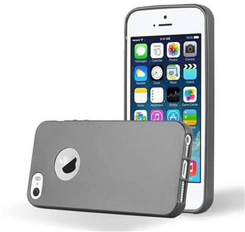 Cadorabo Hülle kompatibel mit Apple iPhone 5 / 5S / SE 2016 Schutzhülle TPU Silikon Case Metallic Design Slim Kratzfest Weiche Gummi mit Rundumschutz Case Hülle für iPhone 5 / 5S / SE 2016 in Grau