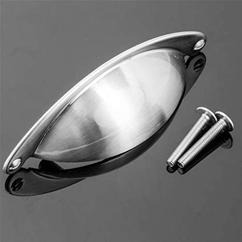 2X Shell Cup 100mm/4 Satin Chrome Handles - Furniture Unit/Cabinet Door/Drawer Pull