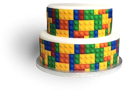 Top That Edible Decor Sheet Colourful Block Brick Border Ribbon - Perfect for Decorating Larger Cakes- Easy to Use